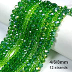 1040pcs 4/6/8mm Glass Beads Green AB, Faceted Crystal Loose Rondelle Beads for Jewelry Making Bracelets Necklaces Suncatchers Plants Succulent DIY Crafts - color: Green AB