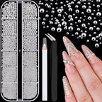 1-3MM Mini Small Nail Beads Metal Caviar Beads Silver Nail Charms and Gems Ball, Nail Balls for Nail Art Accessories Supplies Gold Rhinestones for Women Manicure - color: 14 Small Silver Nail Beads