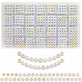 Looconi 1400pcs Letter Beads Gold Alphabet A-Z and Number Heart Beads 7x4mm White Acrylic for Jewelry Making Bracelet - color: Gold-Star