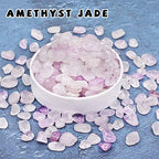 500 pcs Natural Chip Stone Beads, Amethyst Jade 5-8 mm Irregular Gemstones Healing Crystal Loose Rocks Bead Hole Drilled for Jewelry Making Bracelet - color: Amethyst Jade