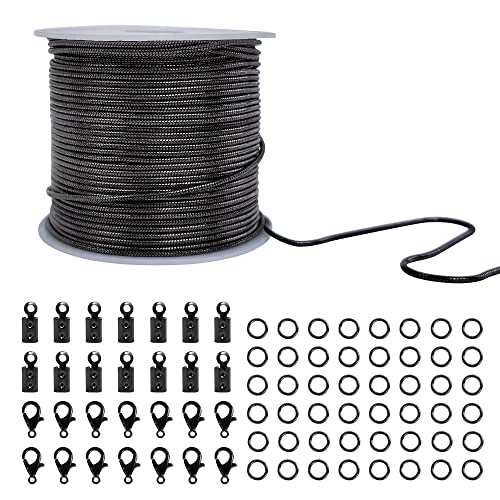 CREATZONE 32.8 Feet 1.2mm Gunmetal Snake Chain Necklace Link Cable Chain Round Snake Brass Chain with 20pcs Lobster Clasps, 50pcs Jump Rings, 40pcs Cord Ends for DIY Bracelet Jewelry Making - color: Gunmetal