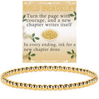 QOGIR 14k gold Handmade Healing Bracelet, Natural Gem Stone Crystal Elastic Gold Bracelet - color: 14k Gold Plated Beads, size: 4m