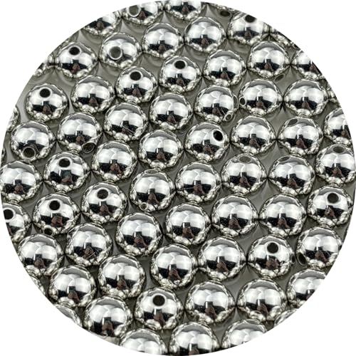 100pcs Silver Plated Round Beads for Craft 12mm Smooth Round Ball Spacer Beads for Jewelry Making DIY Necklaces Bracelets Earrings Decoration - color: Silver, size: 12mm
