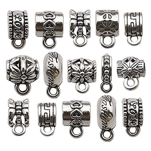 100 pcs Clasp Bail Beads Charms,Bail Tube Beads, Loose Spacer Bead,Bead Hanger Charm for Jewelry Making DIY Necklace Bracelet (M611) - color: M611