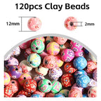 120PCS 12mm Polymer Clay Beads Round Beads for Making Bracelet Necklace Earring Accessories DIY Handmade Craf