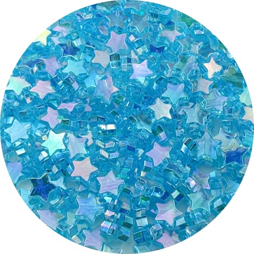 450 PCS Acrylic Star Shape Beads AB Colors Loose Pony Spacer Beads with Hole for Jewelry Making Necklace Earring Key Chains DIY Projects(Light Lake Blue AB) - color: Light Lake Blue AB