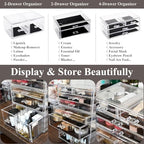 Sea Team 3-Layer Stackable Clear Makeup Organizer with Drawers, Acrylic Plastic Cosmetic Display Case, Jewelry Storage Box, Holder for Dresser, Bathroom, Vanity, Countertop (8 Drawers) - size: 3-Layer, 8 Drawers