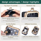 Mini Travel Jewelry Box Organizer with Crocodile Pattern, Premium Cowhide Leather, Rose Gold Kiss-Lock Clasp, Portable Storage Case, 2.56 x 1.77 x 1.38 Inches (Gray, S) - color: Gray