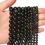 45pcs 8mm Natural Stone Beads Gold Obsidian Beads Energy Crystal Power Gemstone for Jewelry Making, DIY Bracelet Necklace - color: Gold Obsidian, size: 8mm