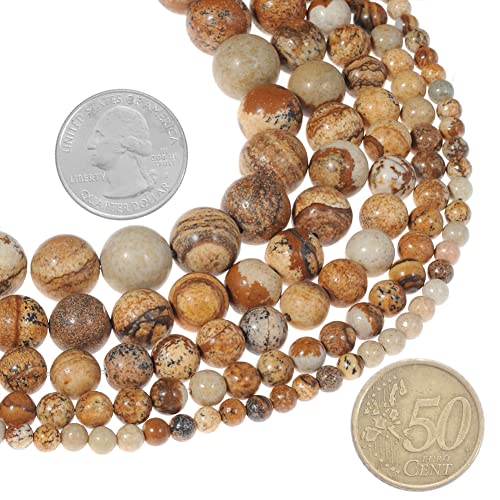 6mm Natural Picture Stone Gemstone Round Loose Beads Crystal Stone Bracelet Necklace Accessories Crafts for Jewelry Making DIY,1 Strand 15" - color: Picture Stone, size: 6MM
