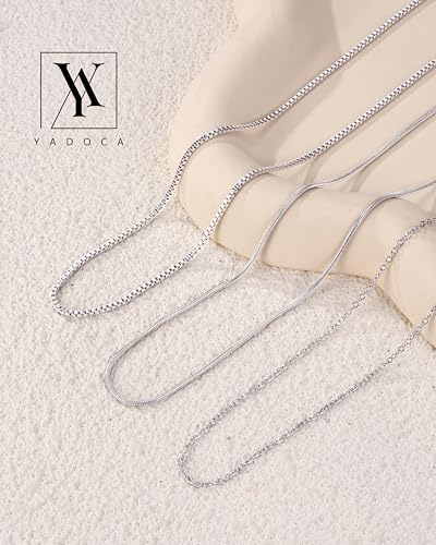 YADOCA Silver Chain Necklace For Women Non Tarnish - 1mm Thin & Strong Stainless Steel Necklaces Chains 3Pcs Hypoallergenic Waterproof Summer Beach Jewelry Gift Size 16 18 20 22 24 28 30 Inches