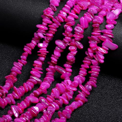 Chip Shells, 260pcs 5-8mm Irregular Beads with Holes, Rose Red Shell & Ruby Chip Beads for Jewelry Making - color: Rose Red