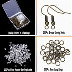 600Pcs Hypoallergenic Earring Hooks, Antique Bronze Earring Making Kit, Supplies with Earring Backs and Jump Rings for Jewelry Making (Bronze) - color: Bronze