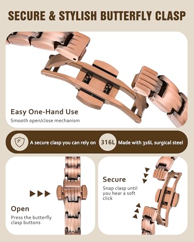 Jecanori Pure Copper Bracelet for Women,Copper Magnetic Bracelet With 3500 Gauss Magnets, Adjustable Jewelry Gift with Sizing Tool - color: Polished Copper
