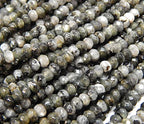 Perlin Agate & Jasper Gemstone Strand Beads 4 mm Rondelle 110 Pieces Jewellery Beads Semi-Precious Stone for Jewellery Necklace Bracelet Earrings (Black Jasper) - color: Black jasper