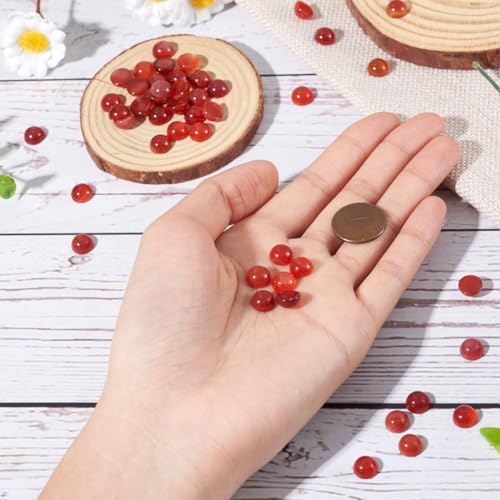 Fashewelry 50Pcs Natural Carnelian Cabochon Stone Half Round Beads 8mm Flat Back Gemstone Chakra Healing Crystal Dome Cover Cabs for Jewelry Making - color: 7-Carnelian, size: 8x4mm