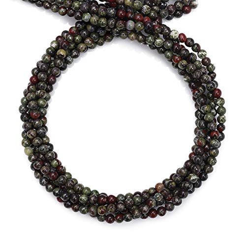 BEADIA Natural Dragon Blood Stone Round Loose Semi Gemstone Beads for Jewelry Making 4MM 38cm/Strand - color: Dragon Blood Stone, size: 4mm