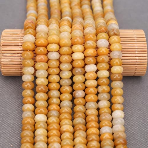 BONNY BOXX 1 Strand Natural 5 * 8mm Yellow Jade Rondelle Beads, Natural Abacus Disk Stone Beads Loose Spacer Gemstone for DIY Bracelet Necklace Jewelry Making - color: Yellow Jade, size: 5*8MM
