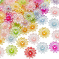 1 Box 100PCS Flower Bead Caps with Large Holes Ab Color Transparent Acrylic Floral Plastic Flowers Spacer Loose Beads Charm Bulk for Adults Jewelry Making Necklaces Bracelets DIY Crafts