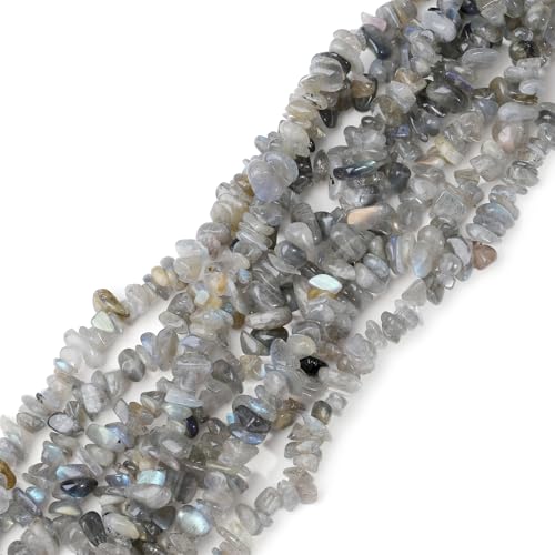 HAAMIIQII 5-8mm Natural Labradorite Chips Irregular Chip Stones Loose Gemstone Energy Healing Beads for Jewelry Making Strand 30 Inch - color: Labradorite