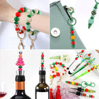 Sunrony 200Pcs Silicone Lentil Beads for Keychain Making, Bulk 12mm Silicone Abacus Spacer Beads for Necklace Bracelet Making Pens (Christmas Green) - color: D-Christmas green