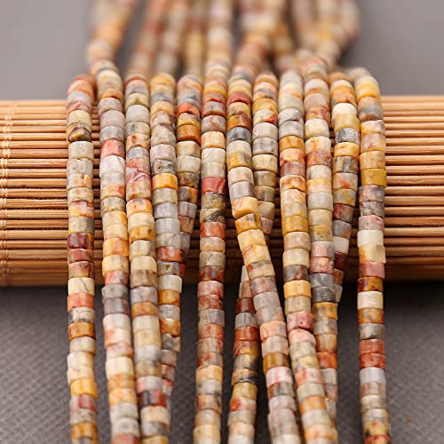 150PCs Natural Crazy Lace Agate Spacer Beads, Loose Semi Precious Flat Round Gemstone Heishi Disc Stone Beads for Beading Jewelry Making 4mm*2mm 38cm - color: Crazy Lace Agate, size: 4MM*2MM