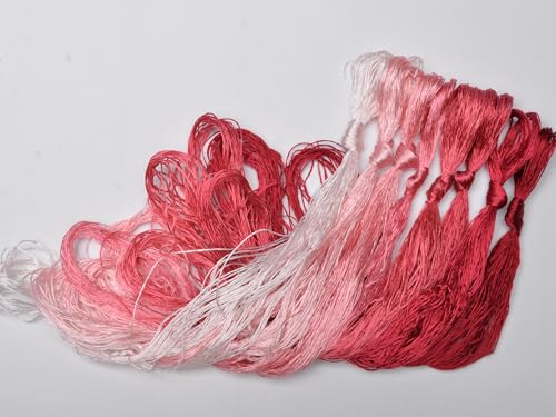 100% Nature Mulberry Handmade Embroidery Silk Thread Woven Jewelry Accessory Artificial Flowers Cross Stitch Floss DIY Sewing Kits 8 Gradient Colors 22m Each (35) - color: 35