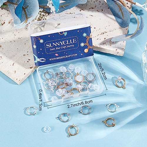 SUNNYCLUE 1 Box 30Pcs Clip on Earring Converters Brass Earrings Components Huggie Hooks with Open Loops Ear Pads Earring Clips for Jewelry Making Non-Pierced Ears DIY Earring Backs & Findings Adult - color: 30pcs 2 Colors Brass Earring Clips