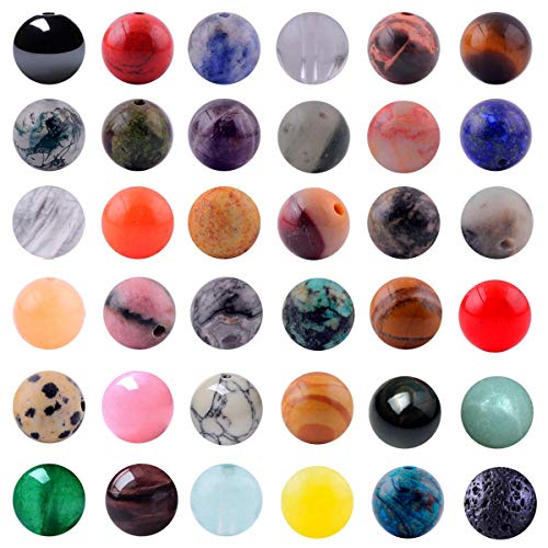 Natural Stone Beads 100pcs Round Genuine Real Stone Beading Loose Gemstones Hole Size 1mm DIY Smooth Bead for Bracelet Necklace Earrings Jewelry Making (Natural Stone Beads Multicolor, 6mm) - color: Natural Stone Beads Multicolor, size: 6mm