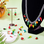Pandahall 200pcs Fruit Vegetable Handmade Lampwork Beads Glass Mixed Style Loose Spacer Beads Charms for Bracelet Necklace Jewelry Making