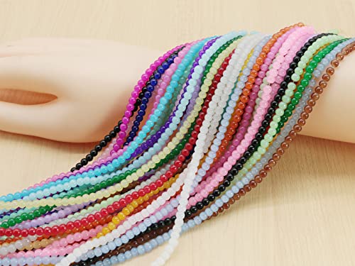 4mm Glass Beads Bulk for Jewelry Making 4700pcs Round Imitative Jade Beads Bracelet Loose Beads Set Crystal Seed Beads for Earry & Necklace Emroidery Beads for DIY Crafts - size: 4mm Mixed Set