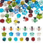 Beadthoven 45pcs Flower Bee Handmade Lampwork Glass Beads 3D Honeybee Rose Floral Glass Bead Charm Spring Summer Bumpy Murano Beads for DIY Earring Bracelet Necklace Jewelry Making - color: Bee Flower