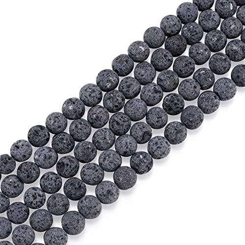 Craftdady 8mm Unwaxed Natural Lava Stone Beads 460Pcs Round Volcanic Rock Gemstone Loose Beads Energy Healing Chakra Beads for Jewelry Craft Essential Oil Bracelet - color: Dark Gray, size: 8mm