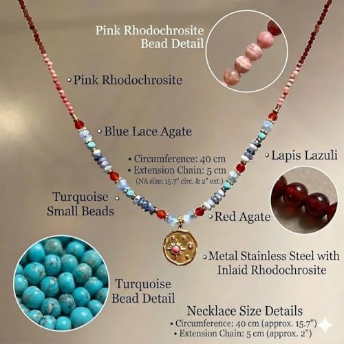 Handmade Natural Gemstone Beaded Necklace for Women, Cultured Freshwater Pearl Choker with Adjustable Extension Chain, Boho Healing Crystal Jewelry Collection - color: f Colorful