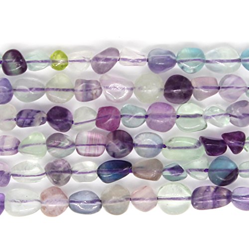 MJDCB Natural Irregular Shape Stone Beads 6-8mm Colored Fluorite Gemstone Energy Crystal for Jewelry Making Bracelet Necklace - color: Colored Fluorite