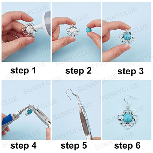 SUNNYCLUE 1 Box DIY 10 Pairs Turquoise Bead Earrings Making Kit Alloy Enamel Leaf Pendants Charms with Turquoise Beads Eye Pin & Earring Hooks for DIY Earring Jewelery Making, Antique Silver - color: 1 Box Diy 10 Pairs Turquoise Bead Earrings Kit
