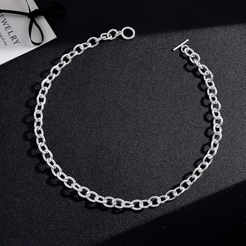 CHESKY 14K Gold Plated Chunky Necklace for Women, Trendy Paperclip Chain Necklace Thick Cross Heart Pendant Necklace Layered Herringbone Cuban Link Chain Toggle Necklaces Non Tarnish Jewelry - color: silver, style: paperclip