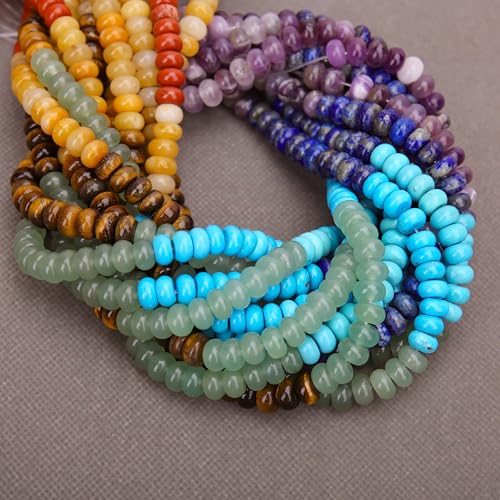 BONNY BOXX 1 Strand Natural 5 * 8mm Chakra Shade Rondelle Beads, Natural Abacus Disk Stone Beads Loose Spacer Gemstone for DIY Bracelet Necklace Jewelry Making - color: Chakra, size: 5*8MM