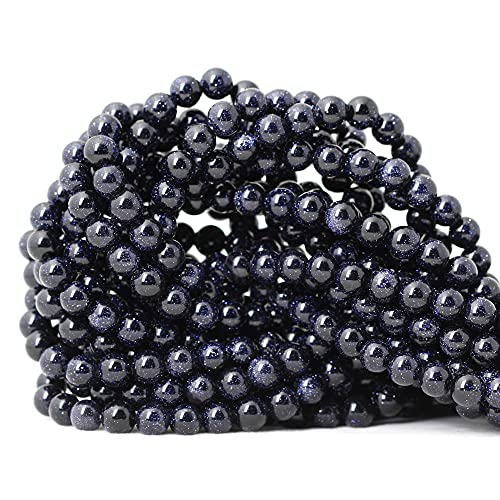 60PCS 6mm Natural Blue Sandstone Gemstone Round Loose Beads Stone Beads for Jewelry Making DIY Findings 1 Strand 15" - color: Blue Sand Stone, size: 6mm