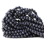 60PCS 6mm Natural Blue Sandstone Gemstone Round Loose Beads Stone Beads for Jewelry Making DIY Findings 1 Strand 15" - color: Blue Sand Stone, size: 6mm