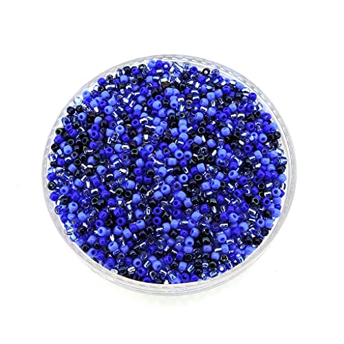Toho Japanese Seed Beads Round Rocaille Size 11/0, 28 Grams, 6 Inch Tube, Blue Medley Mix