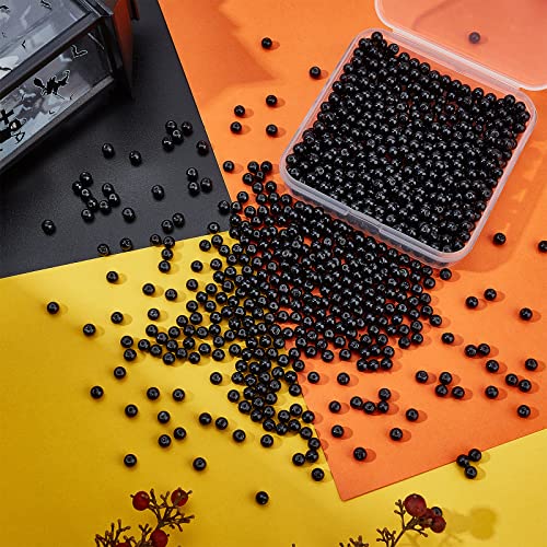 PH PandaHall Black Glass Pearl Beads, 1000pcs 4mm Glass Pearls for Earring Bracelet Necklace Waist Chain Jewelry Making, 0.71.1mm Hole - color: Black