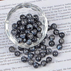 AD Beads 8mm Natural Round Loose Beads 110 Pieces, for Making 108 Mala Prayer Beads Necklace, Bracelet & Yoga Meditation, Jewelry Design (Black Larvikite) - color: Black Larvikite
