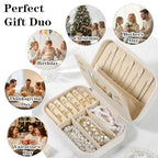 2-Pack PU Leather Travel Jewelry Organizer Cases with Mirror for Women, Portable Velvet Jewelry Box Set for Earrings, Rings, Necklace, Bracelet - Luxury Gift Set (Beige)