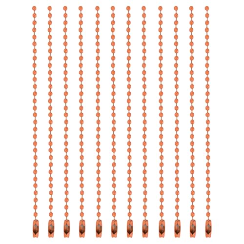 MECCANIXITY Ball Bead Chain Beaded Necklace Chains 5 Inch Adjustable Metal Ball Chains 2.4mm/0.1inch Keychain for Jewelry Making,DIY Craft Projects,Pack of 12(Orange) - color: Orange