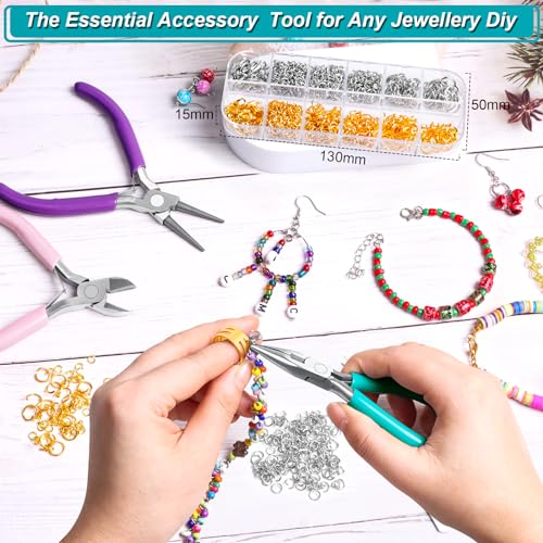 Yholin Jewelry Pliers and Jump Rings - Jewelry Making & Repair Kit for Bracelets, Necklaces, Wire Cutters, Chain Nose Pliers