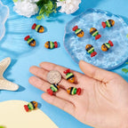 Pandahall 12Pcs Lampwork Striped Fish Glass Beads Handmade 3D Cute Cartoon Fish Beads 20x12mm Crystal Ocean Sea Animal Bead Loose Spacer Bead for DIY Bracelet Necklace Earring Jewelry Making (Red)
