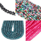 Perlin Agate & Jasper Gemstone Strand Beads 4 mm Rondelle 110 Pieces Jewellery Beads Semi-Precious Stone for Jewellery Necklace Bracelet Earrings (Navy Blue) - color: navy blue