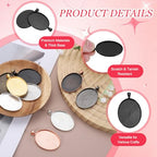 PATIKIL Pendant Trays for Jewelry Making, Blank Pendants Zinc Alloy Oval Bezel Settings Flat Base for Necklace Bracelet Charm - color: Black Tone
