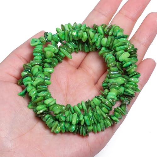Chip Shell, 260pcs 5-8mm Irregular Shell Beads with Holes, Green Shell & Peridot Like Chip Beads for Jewelry Making - color: Green